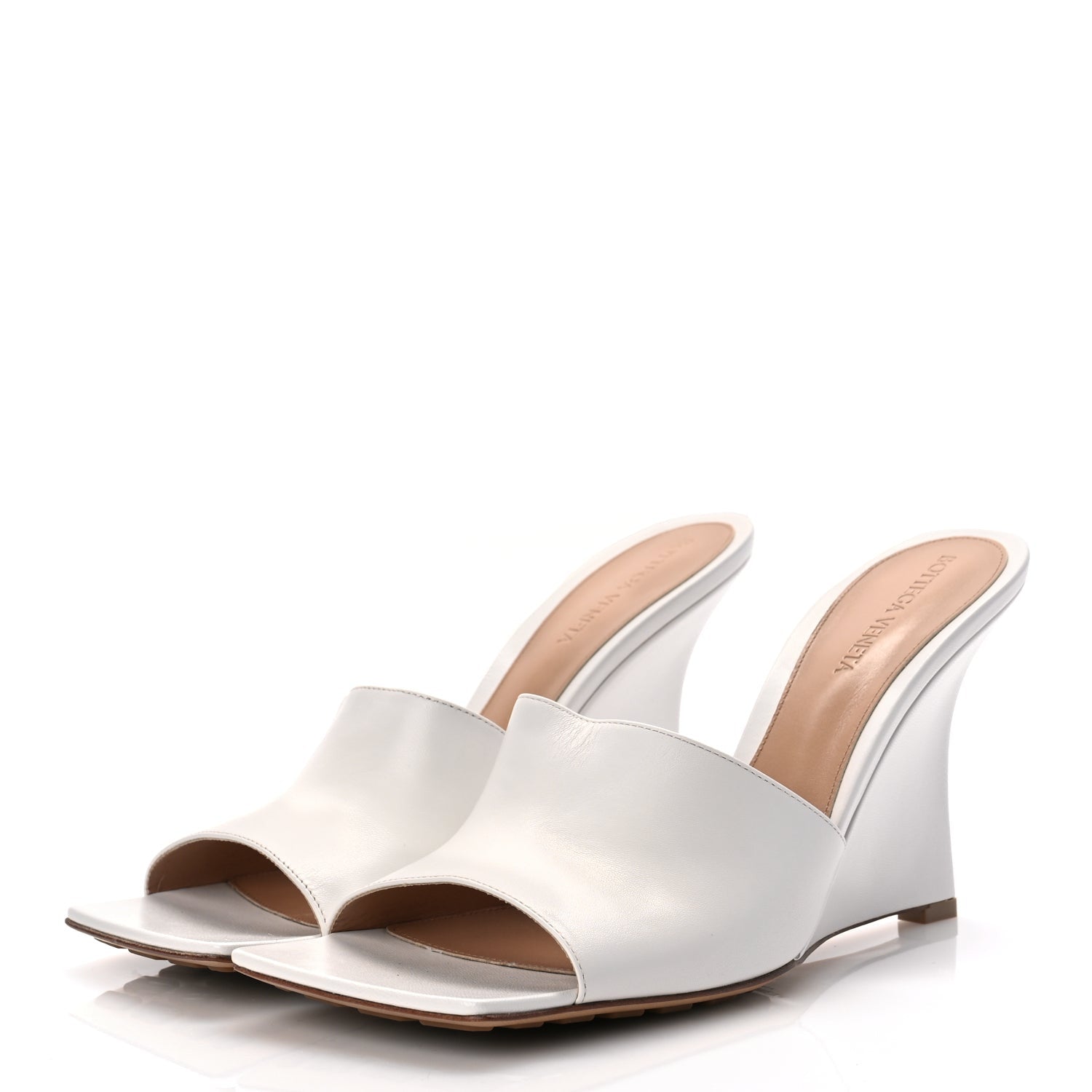 Bottega Veneta Lambskin Stretch Wedge 90mm Sandals 40 Optic White 3 of 7