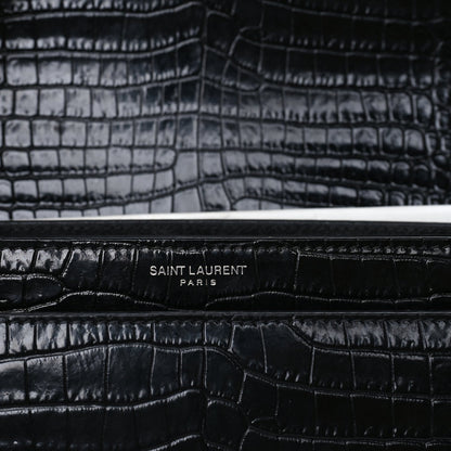 Saint Laurent Calfskin Crocodile Embossed Medium Monogram Sunset Black 4 of 7