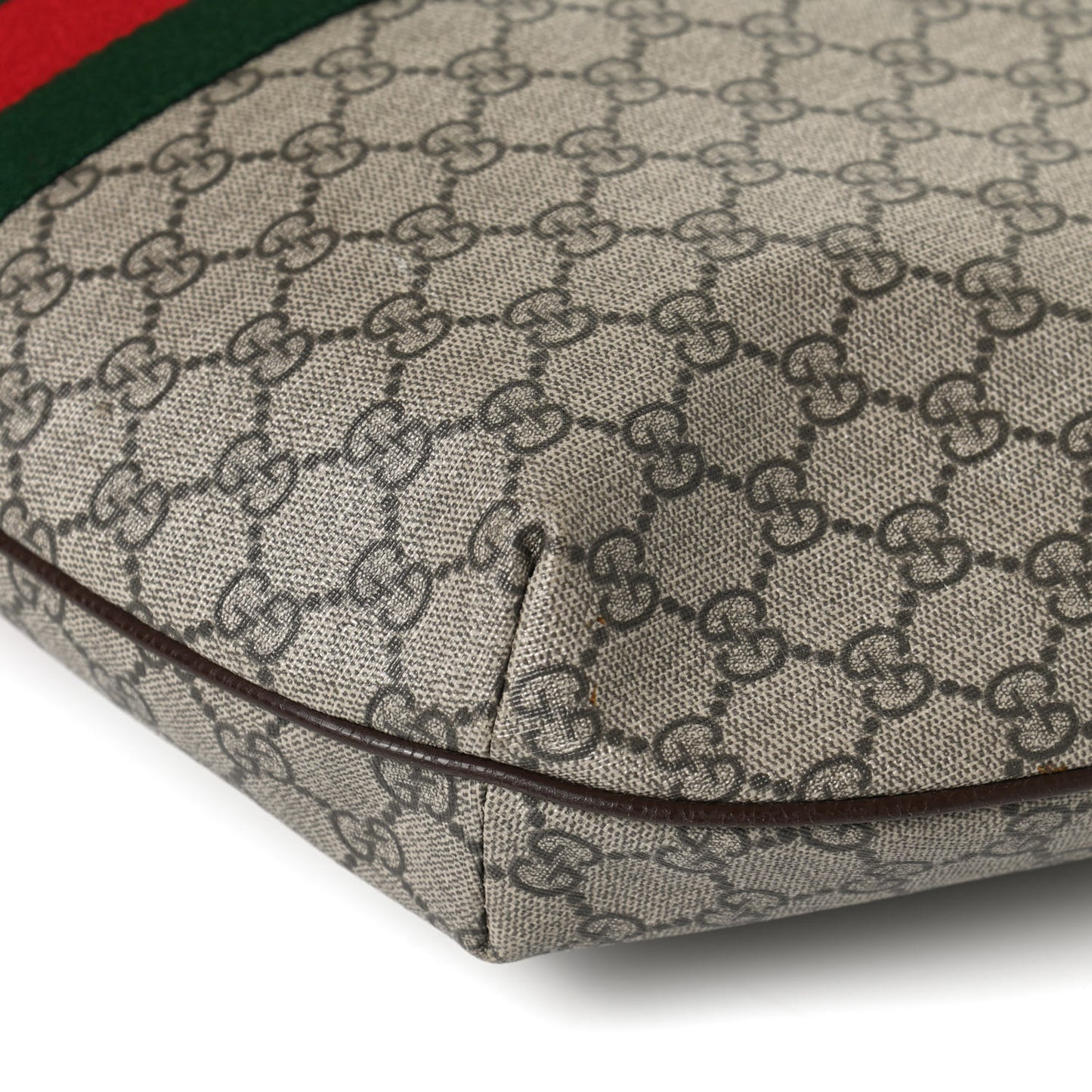 GG Supreme Monogram Web Ophidia Half Moon Hobo Brown