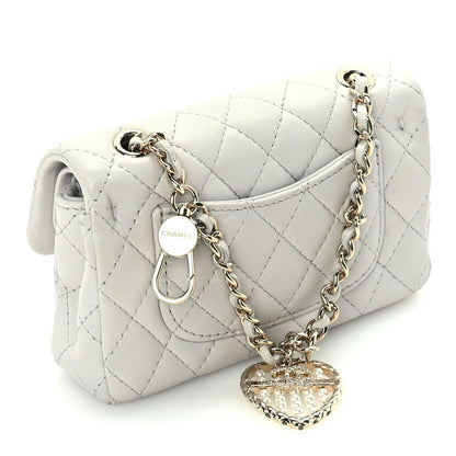 Chanel Lambskin Quilted Mini Flap Bag Charm With Hook  Grey 2 of 9