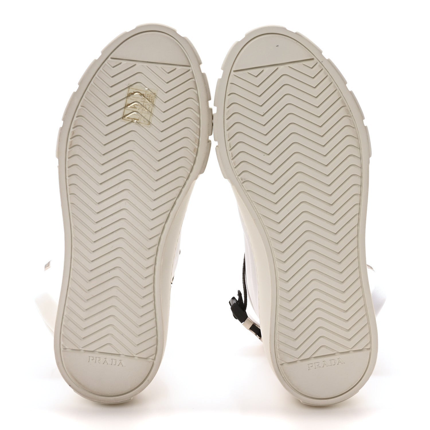 Prada Re-Nylon Gabardine Metal Triangle Logo Wheel Pouch Pocket High Top Sneakers 35.5 White 6 of 7