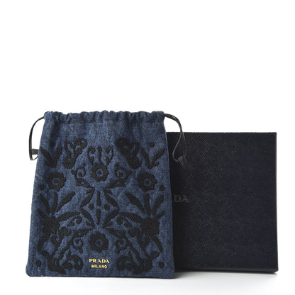 Prada Denim Impuntura Drawstring Pouch Blue Black 10 of 10