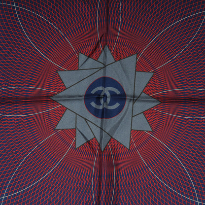 Chanel Silk Spiro Scarf Blue Red 1 of 5