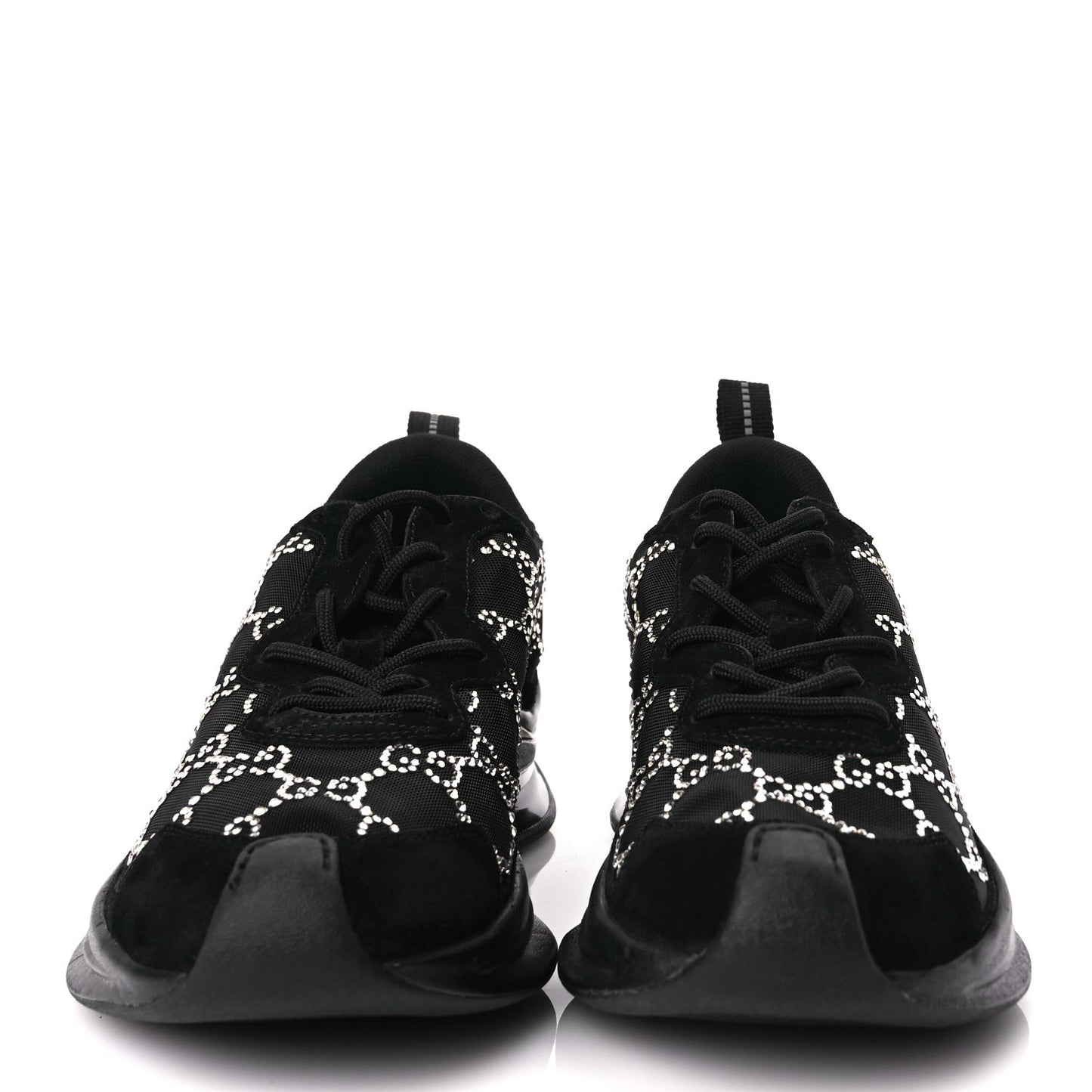 Tela Retino Mesh Crystal Suede GG Monogram Womens  Run Sneakers 36 Black Silver