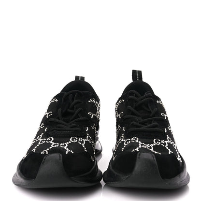 Gucci Tela Retino Mesh Crystal Suede GG Monogram Womens  Run Sneakers 36 Black Silver 3 of 8