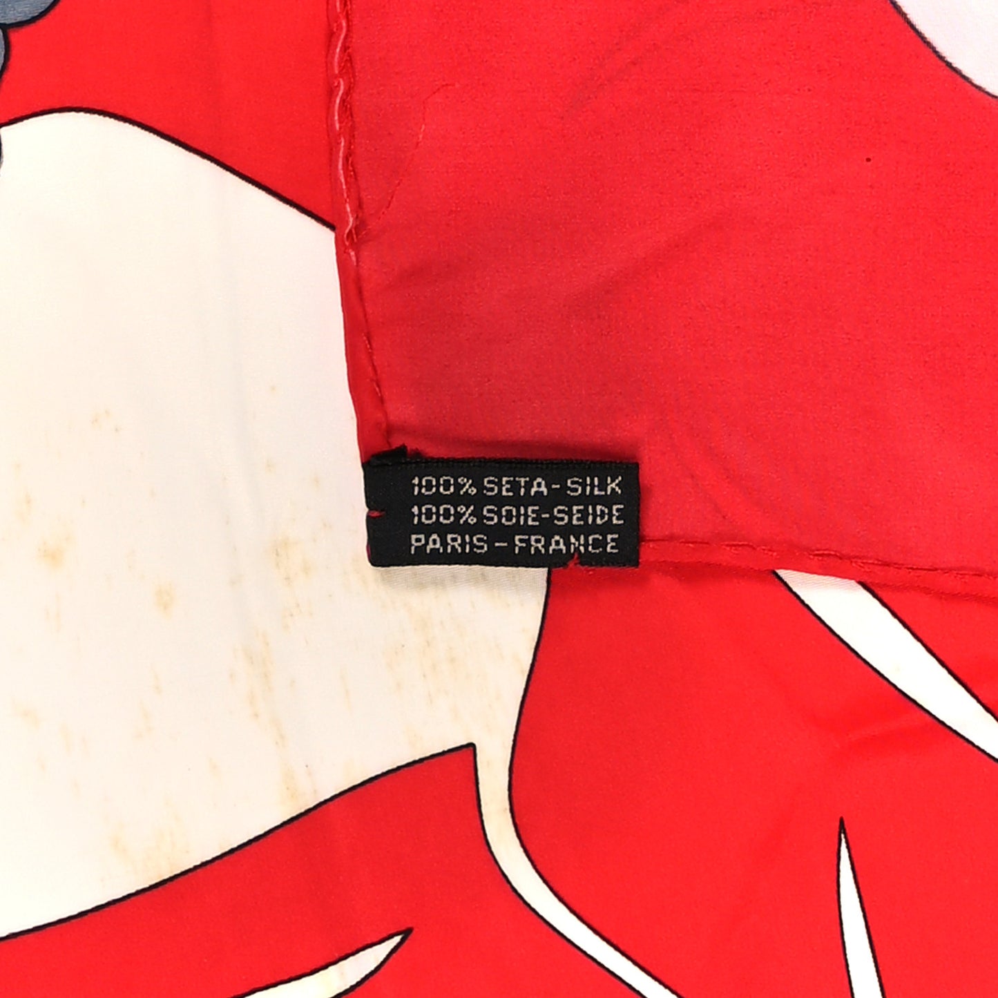 Silk Coco Chanel Square Scarf Red White