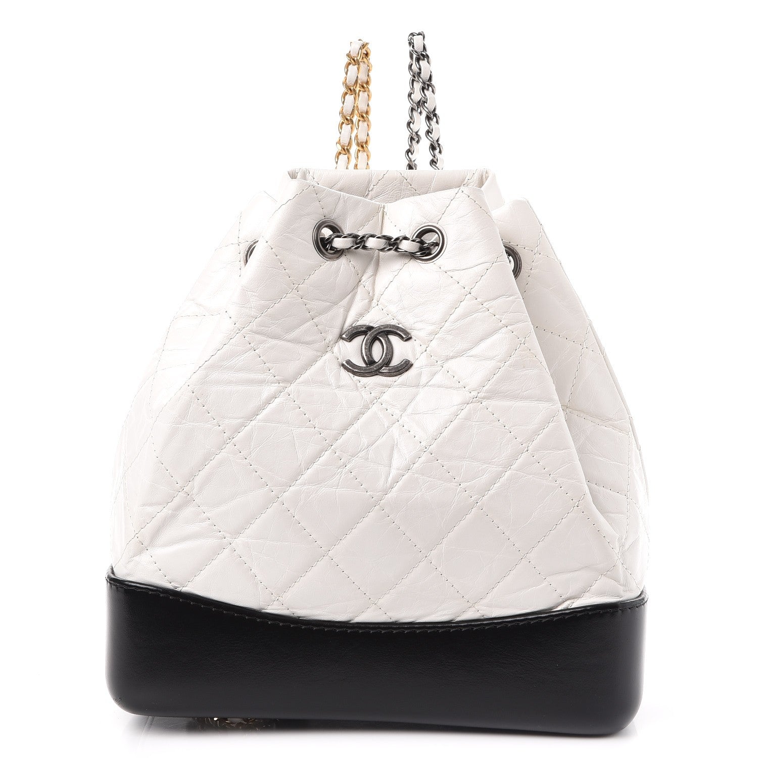 Chanel Aged Calfskin Quilted Small Gabrielle Backpack Black White 1 of 8