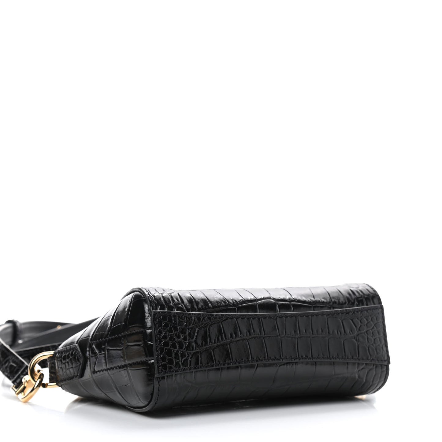 Calfskin Crocodile Embossed Nano Antigona Black
