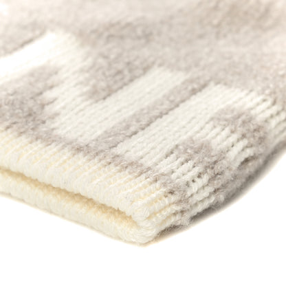 Chanel Cashmere Wool Silk Logo Beanie Hat Beige White 8 of 9