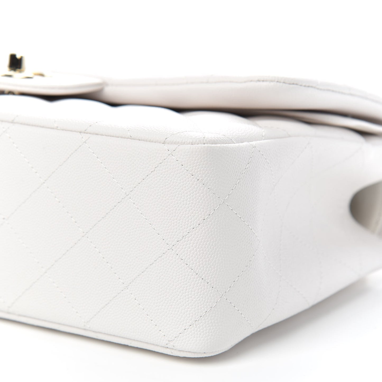 Caviar Quilted Jumbo Double Flap White