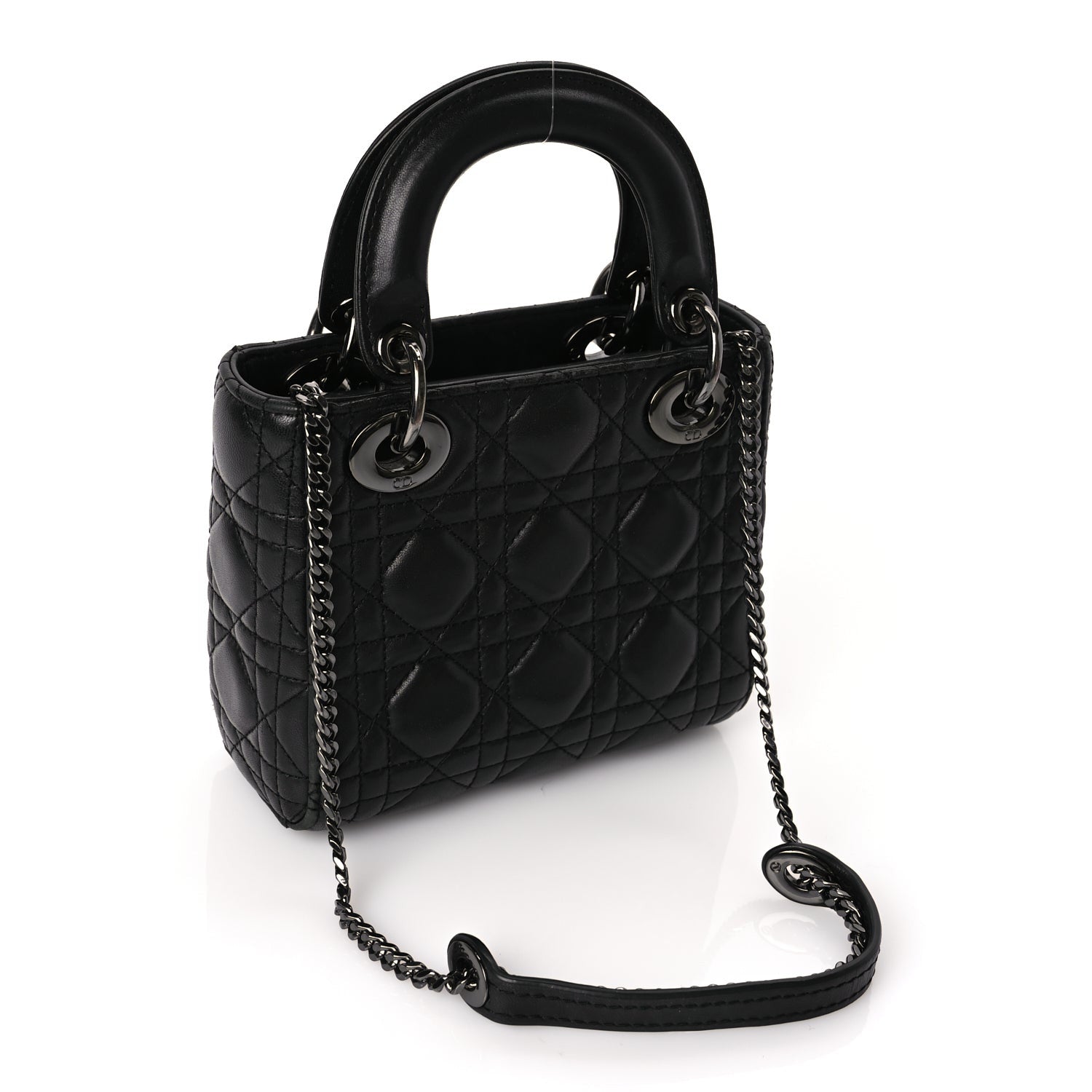 Christian Dior Lambskin Cannage Mini Lady Dior Black 2 of 8