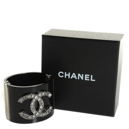 Chanel Resin Crystal CC Cuff Black 4 of 7