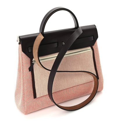 Hermes Criss Viking Vache Hunter Herbag Zip Retourne 31 PM  Ecru Sanguine Ebene 3 of 10