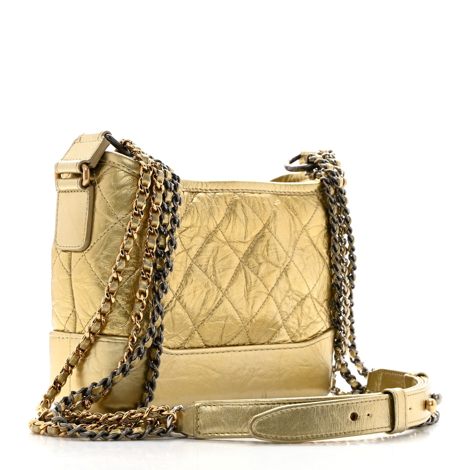 Chanel Metallic Aged Calfskin Quilted Small Gabrielle Hobo Gold 3 of 15