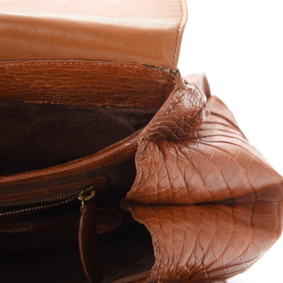 Crocodile Top Handle Tote Brown