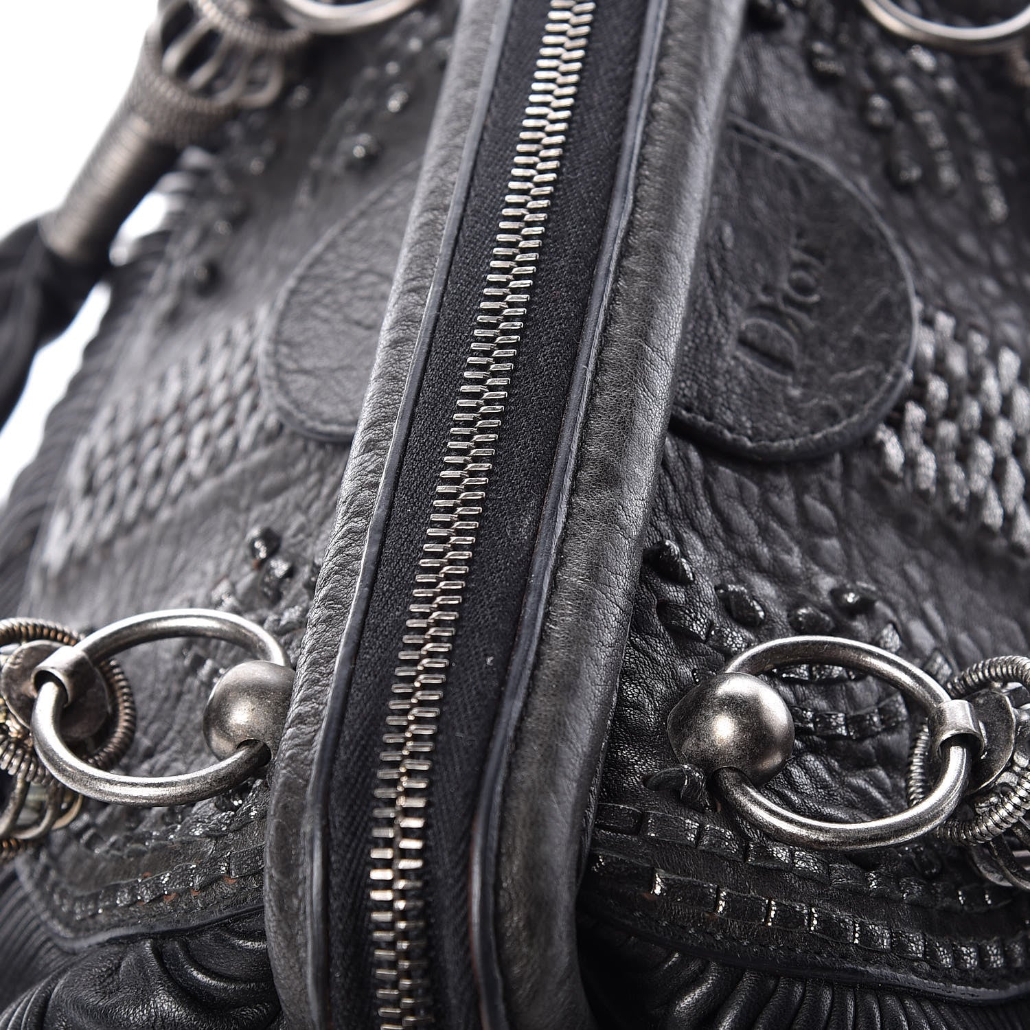 Christian Dior Lambskin Plisse Pleated Frame Satchel Black 13 of 16