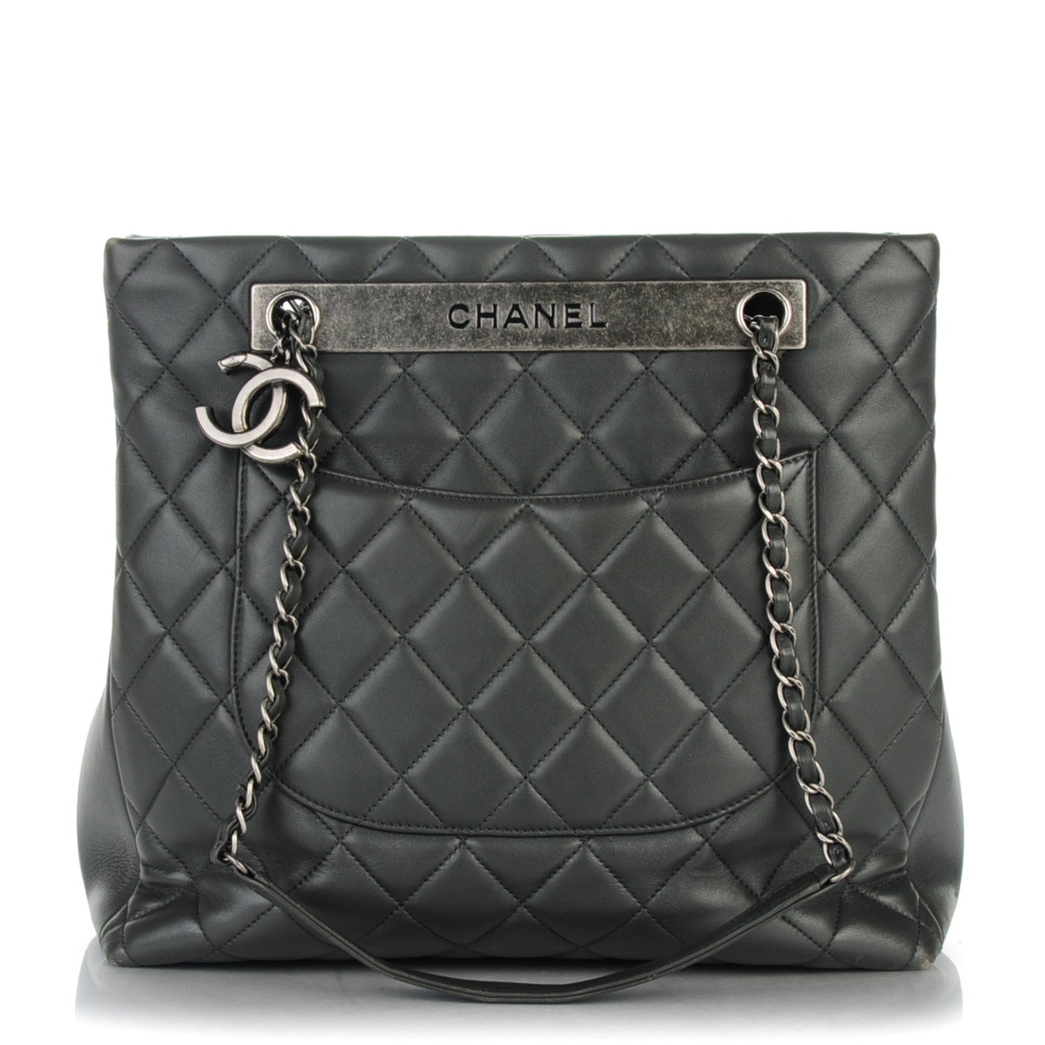 Chanel Lambskin Quilted Trendy CC Shopping Tote Grey 1 of 8