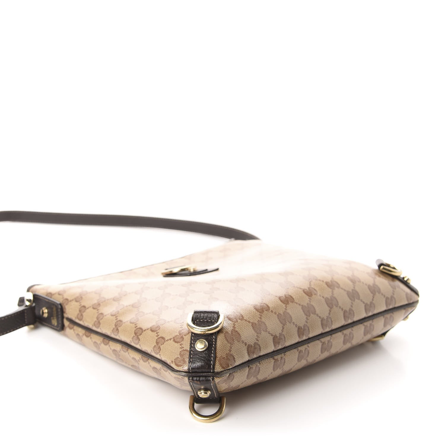 Gucci Crystal Monogram Abbey Messenger Bag Beige Dark Brown 4 of 10