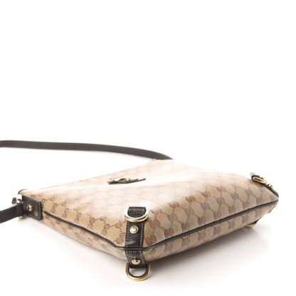 Gucci Crystal Monogram Abbey Messenger Bag Beige Dark Brown 4 of 10