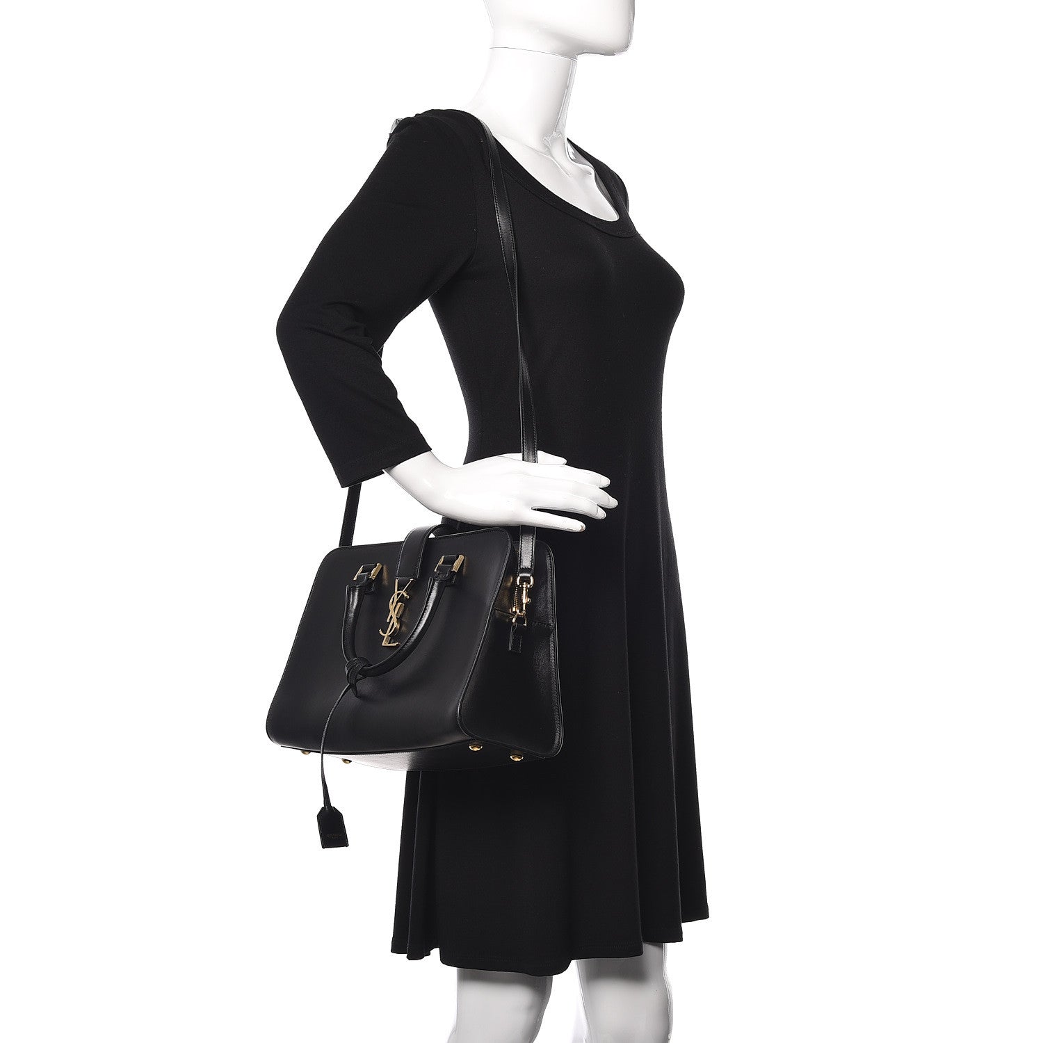 Saint Laurent Calfskin Monogram Baby Cabas Black 2 of 8
