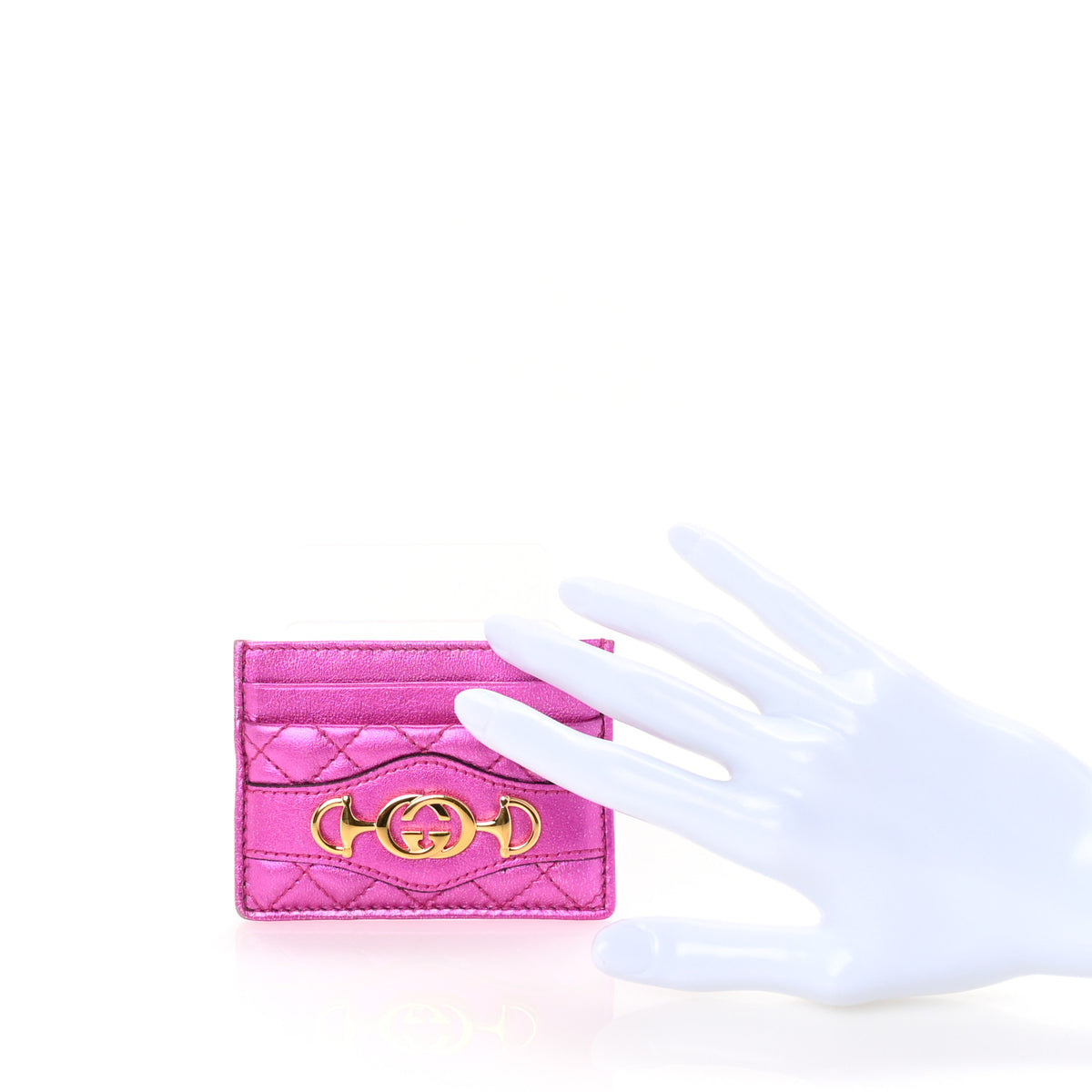 Laminated Nappa Trapuntata Zumi Card Holder Fuxia