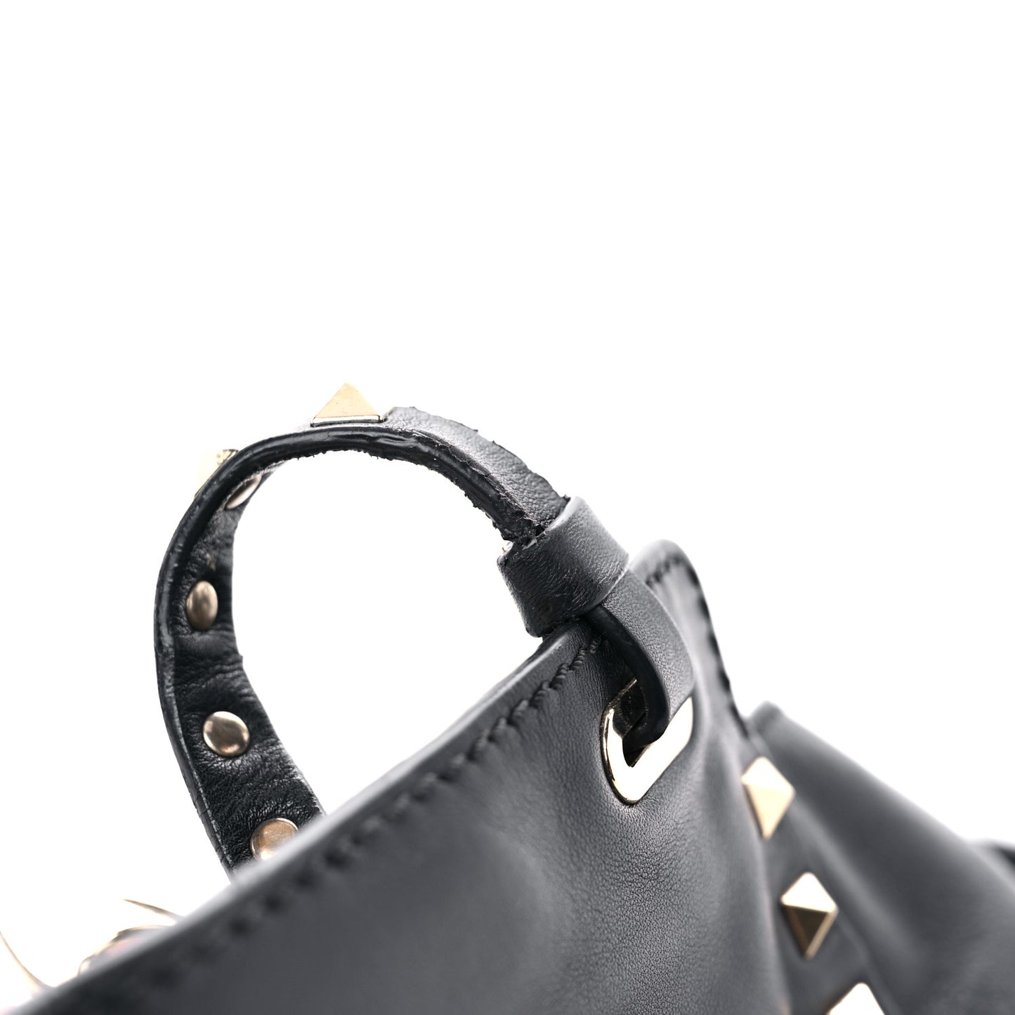 Vitello Mini Rockstud Tote Black