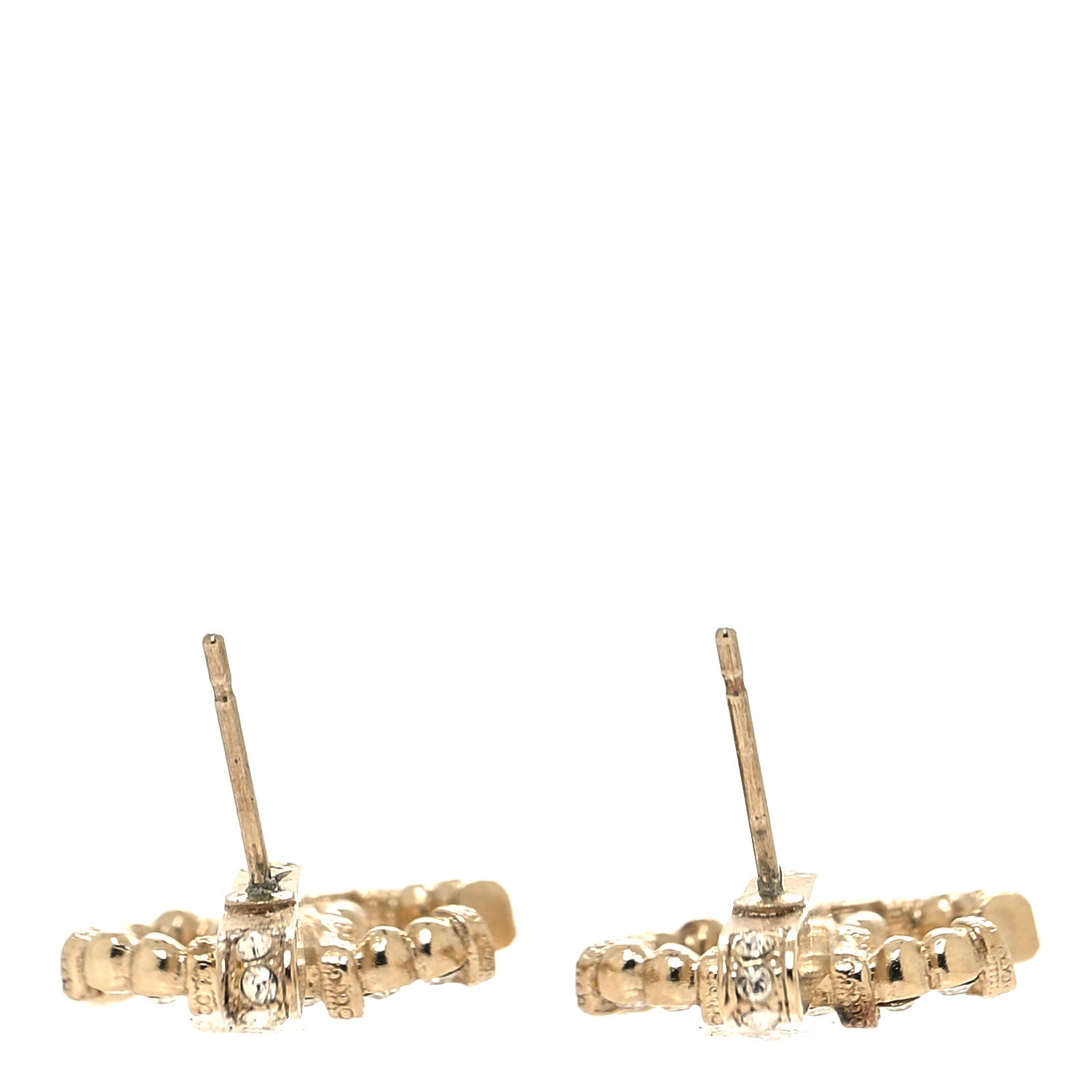 Chanel Metal Crystal CC Drop Earrings Gold 3 of 5