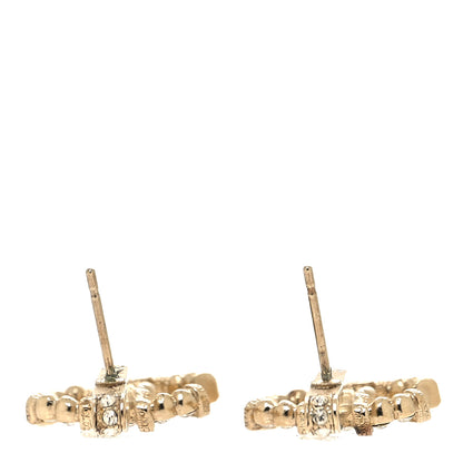 Chanel Metal Crystal CC Drop Earrings Gold 3 of 5