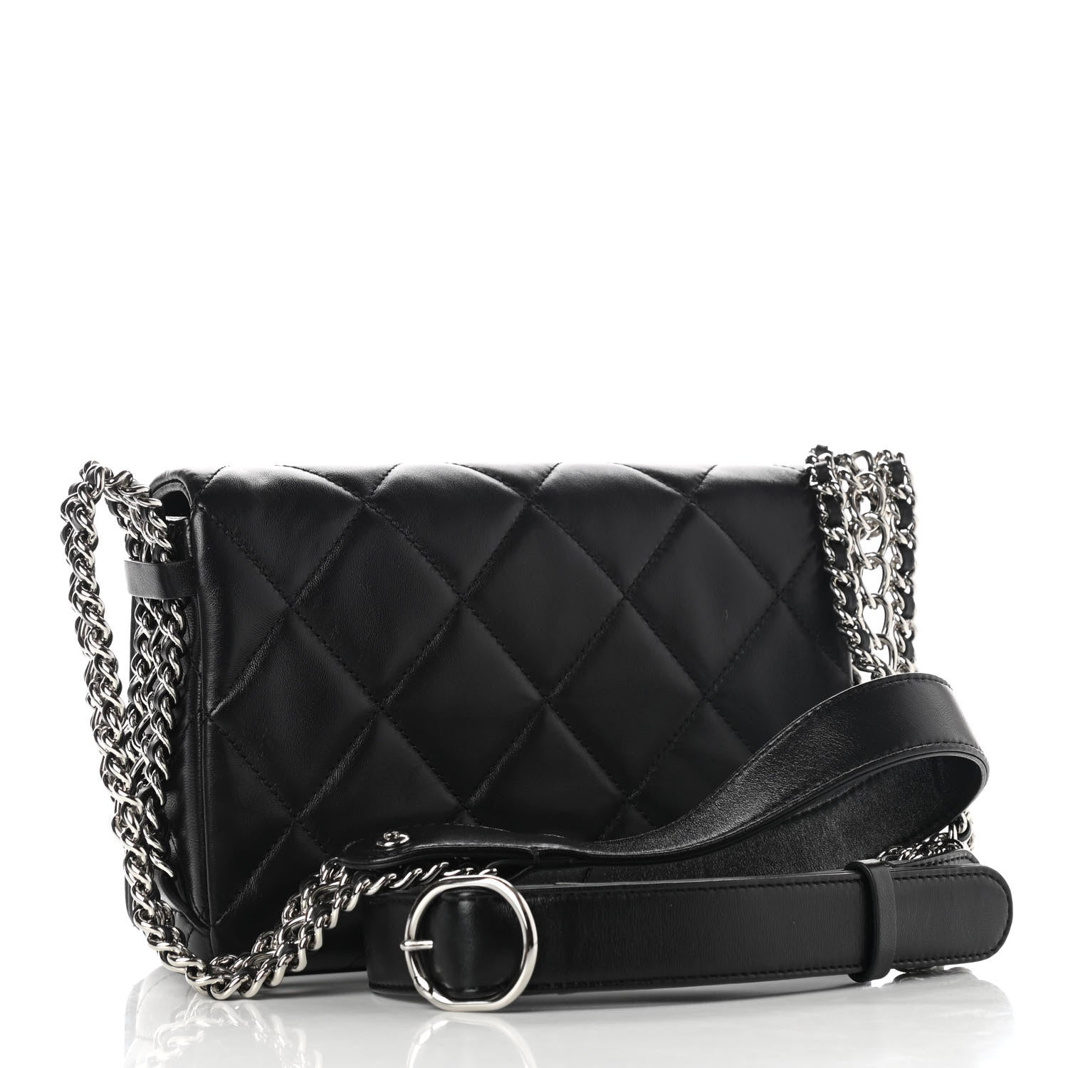 Chanel Lambskin Quilted Small Chain Rows Flap Black 3 of 11