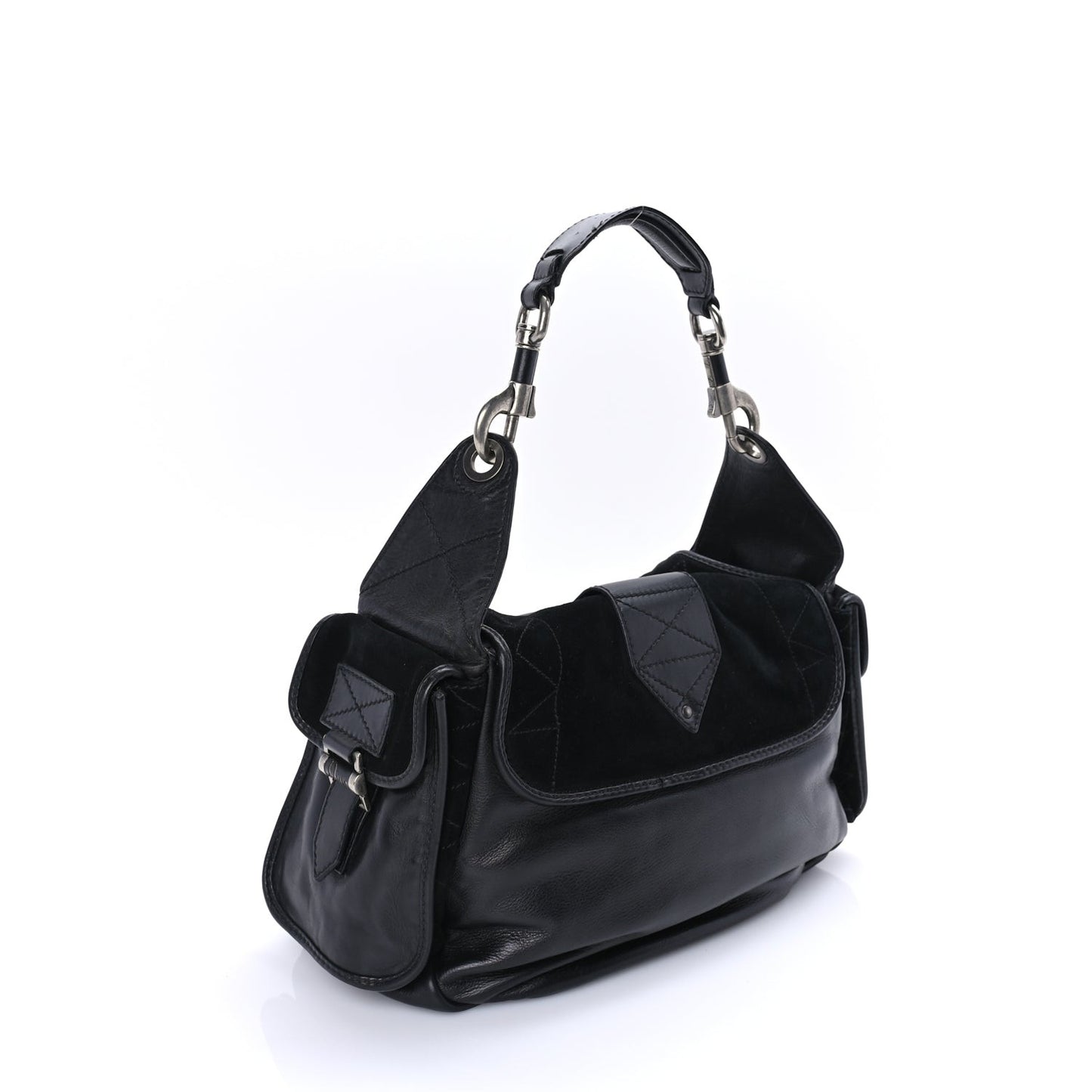 Calfskin Suede Rebelle Hobo Black