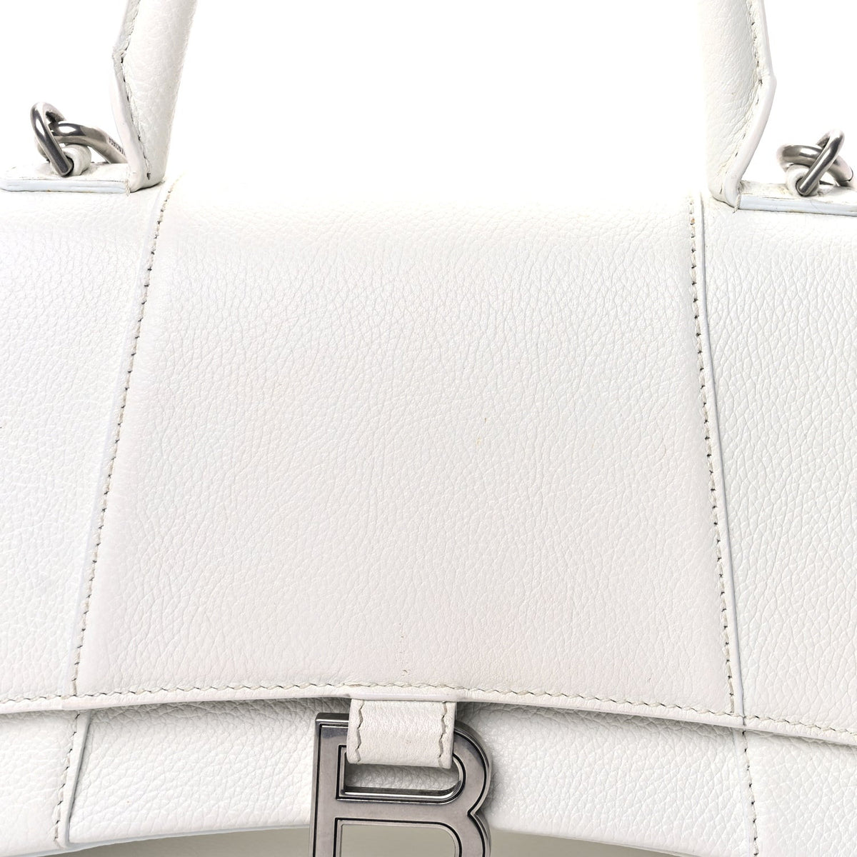 Balenciaga Grained Calfskin Small Hourglass Top Handle Bag White 6 of 8