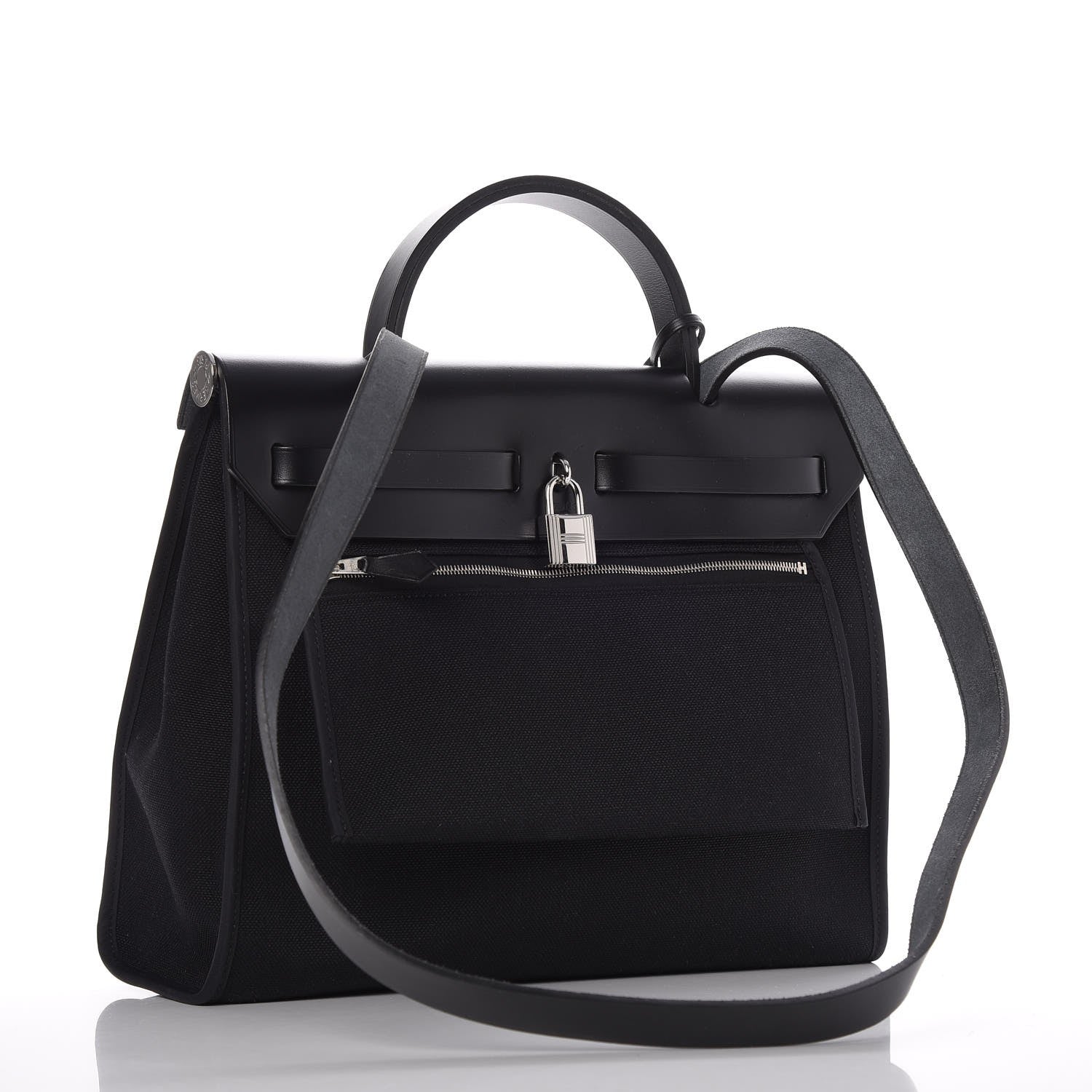 Hermes Military Toile Vache Hunter Herbag Zip PM 31 Black 4 of 8