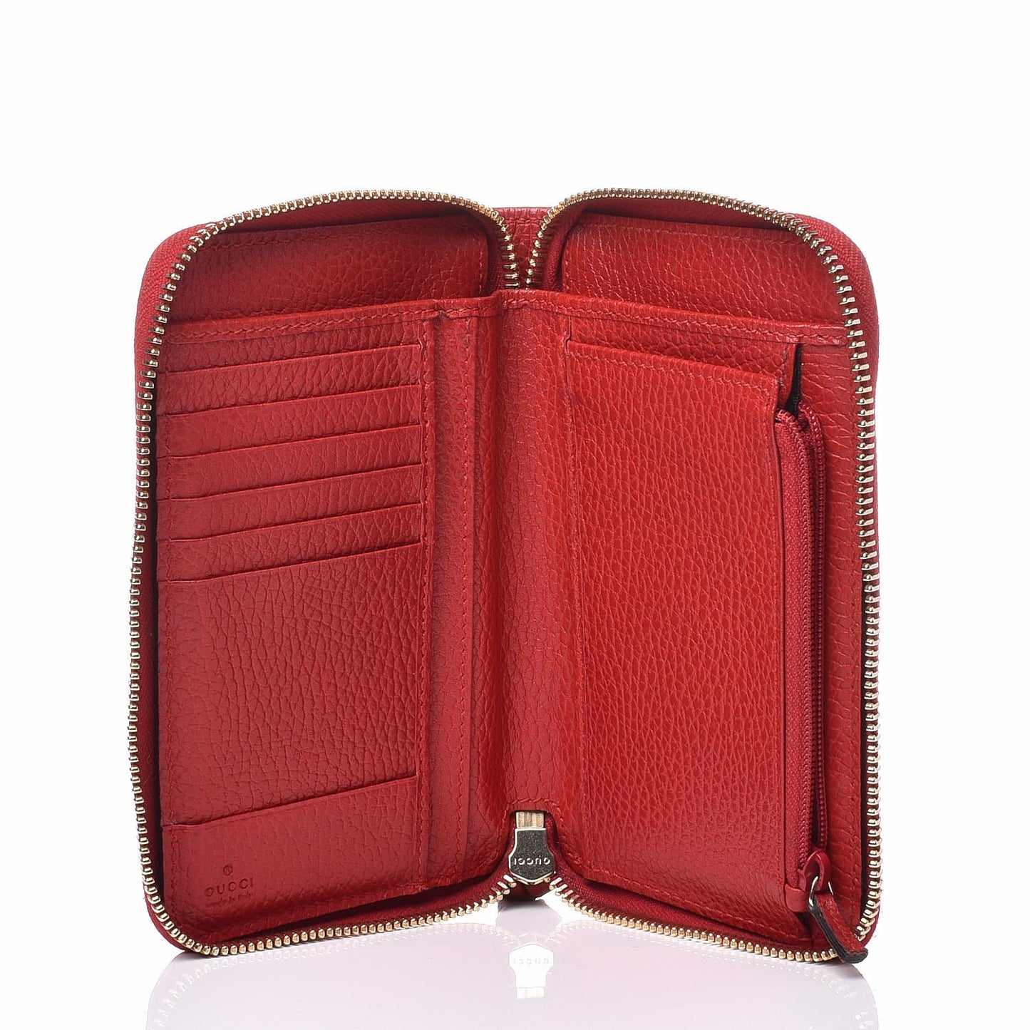 Dollar Calfskin Medium Swing Zip Around Wallet Red