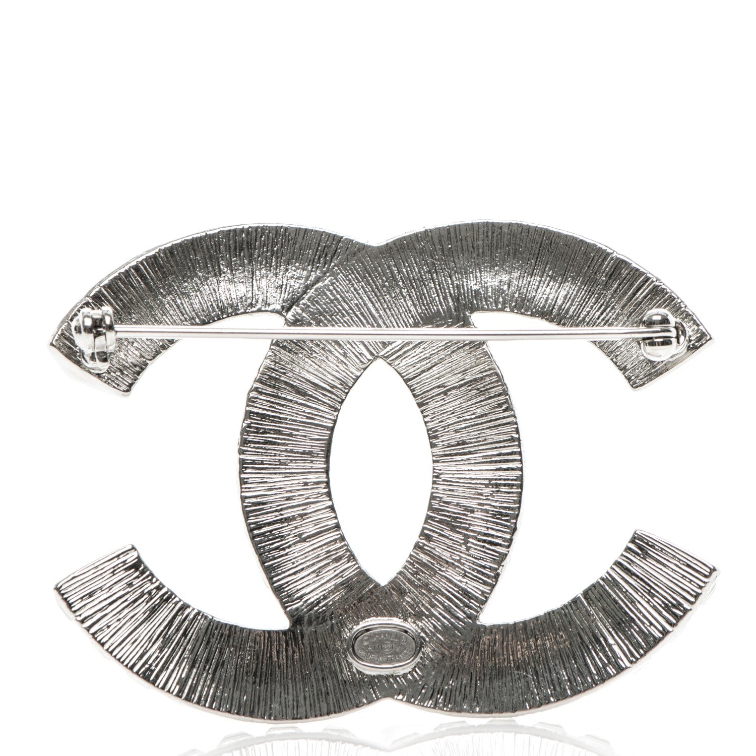 Chanel Baguette Crystal CC Brooch Silver 3 of 7