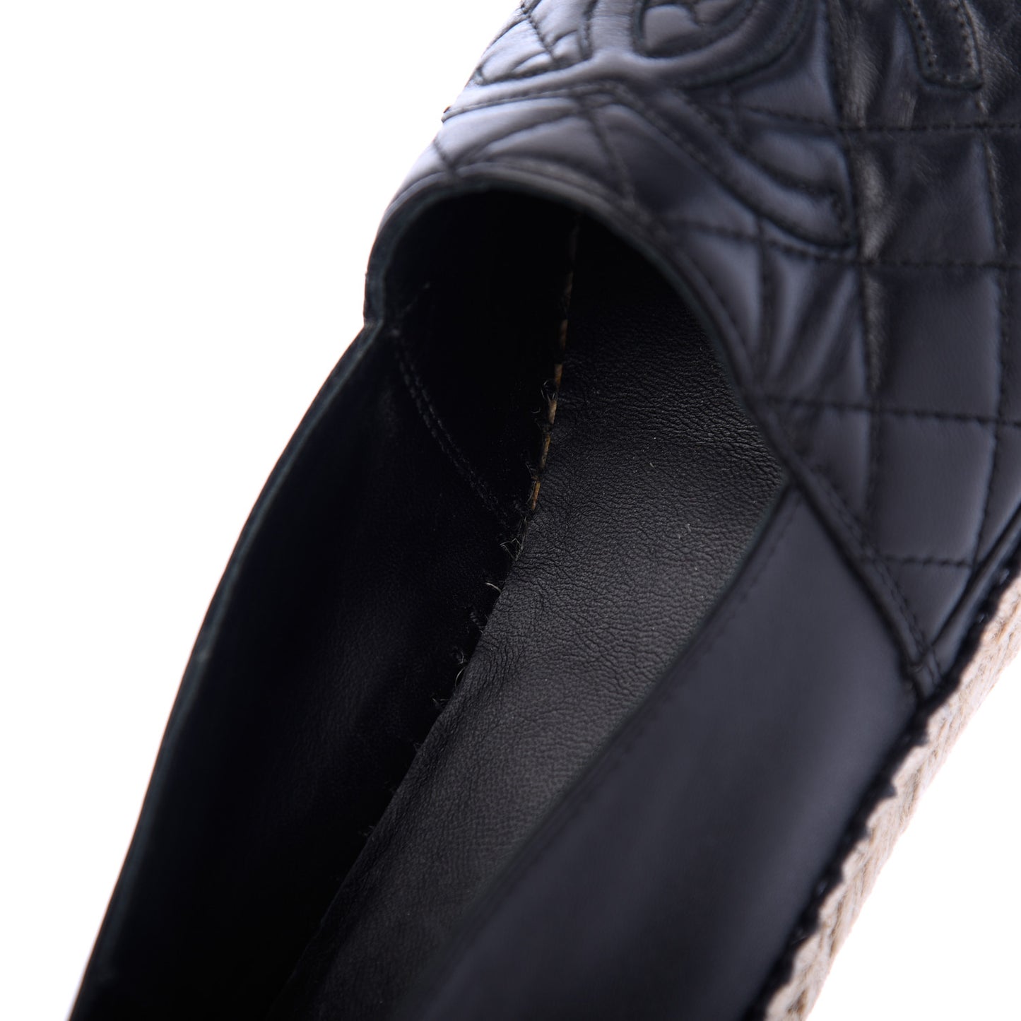 Lambskin Quilted CC Espadrilles 38 Black