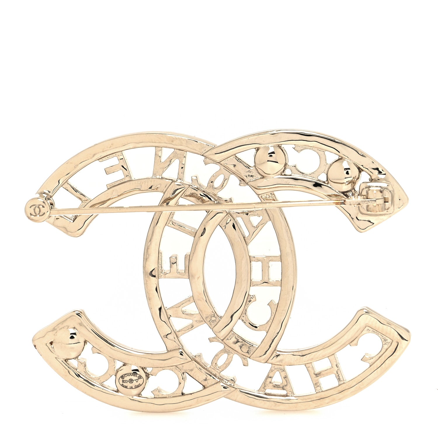 Chanel Crystal Pearl Coco CC Logo Brooch Gold 3 of 4