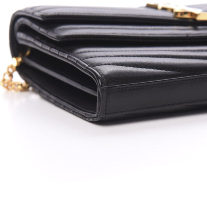 Saint Laurent Lambskin Matelasse Chevron Monogram Sulpice Chain Wallet Black 7 of 13