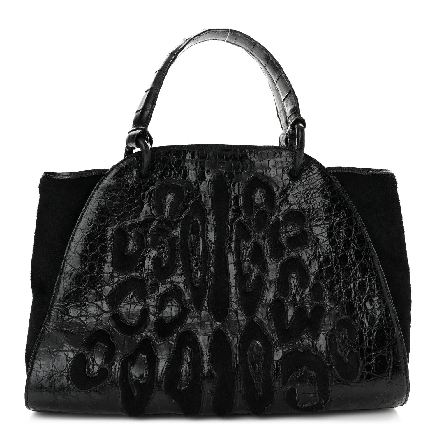 Nancy Gonzalez Crocodile Calf Hair Satchel Black 1 of 10