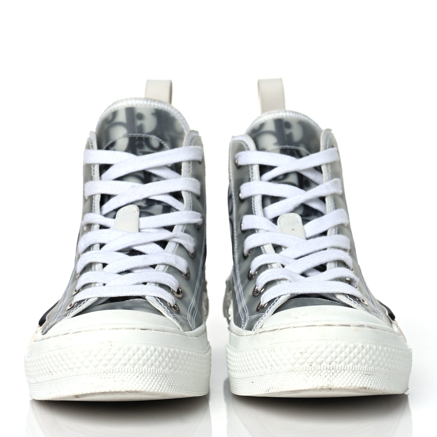 Christian Dior Technical Canvas Oblique B23 High Top Sneakers 35.5 White Black 2 of 10