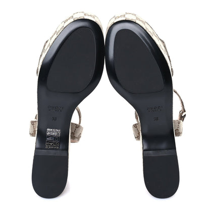 Gucci Monogram Nappa Chalotte Horsebit Ankle Strap 75mm Flatform Sandals 38  Beige Ebony 6 of 7