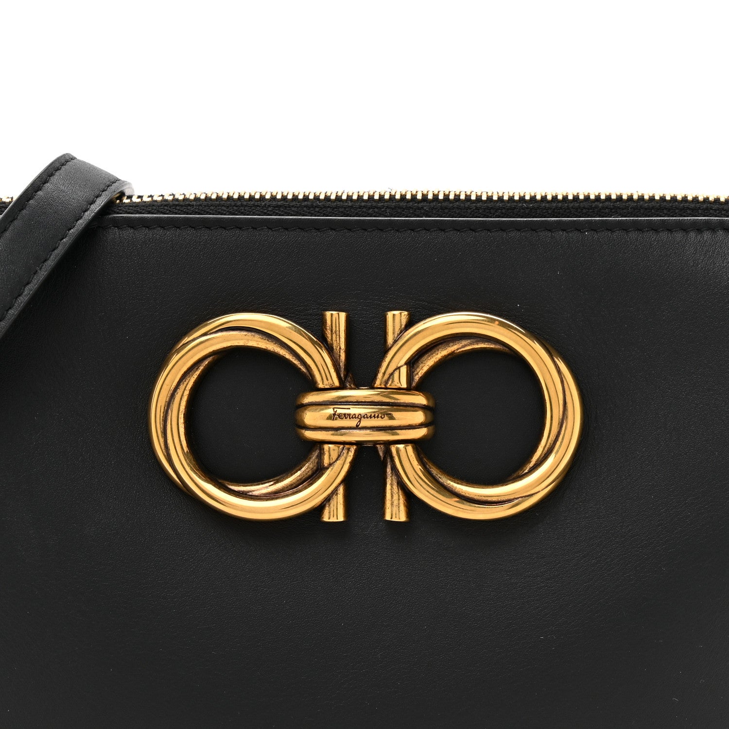 Salvatore Ferragamo Calfskin Trapezio Shoulder Bag Black 9 of 12