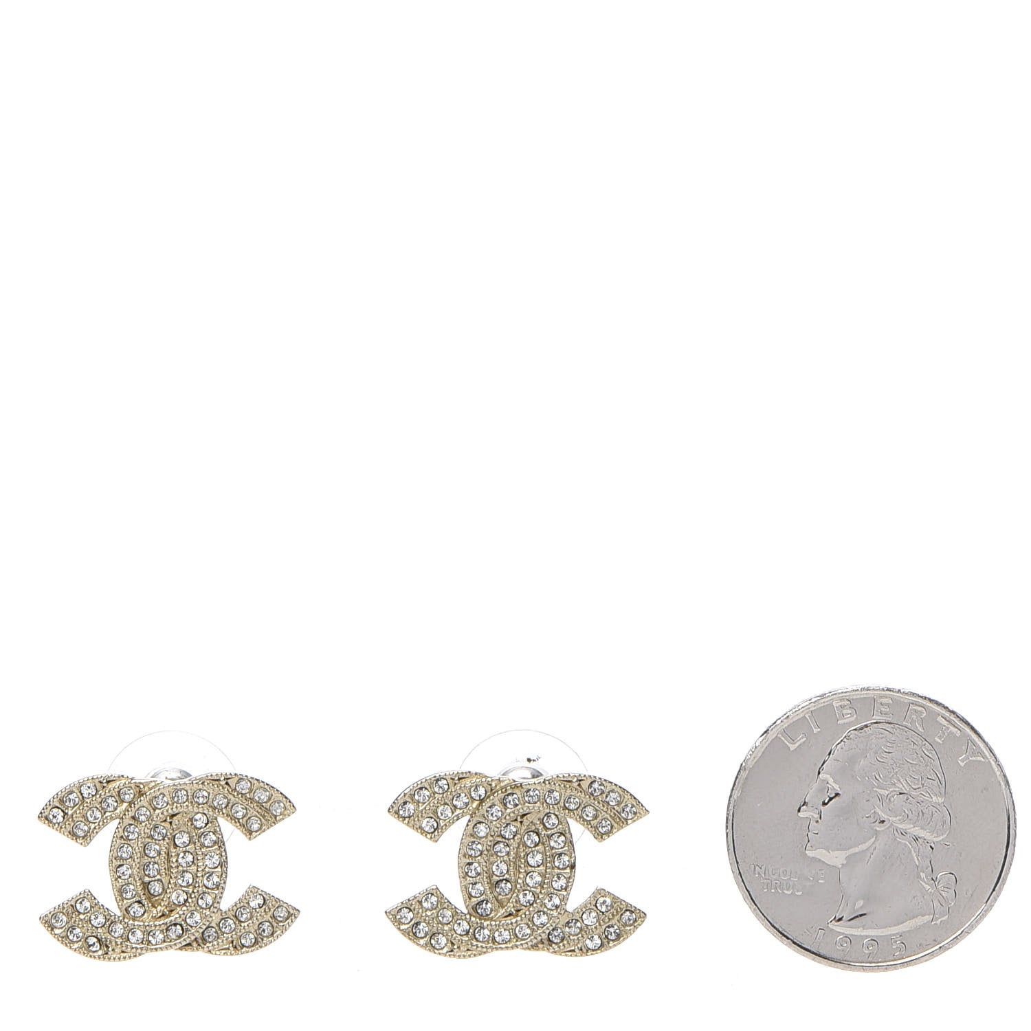 Chanel Crystal CC Earrings Gold 2 of 8