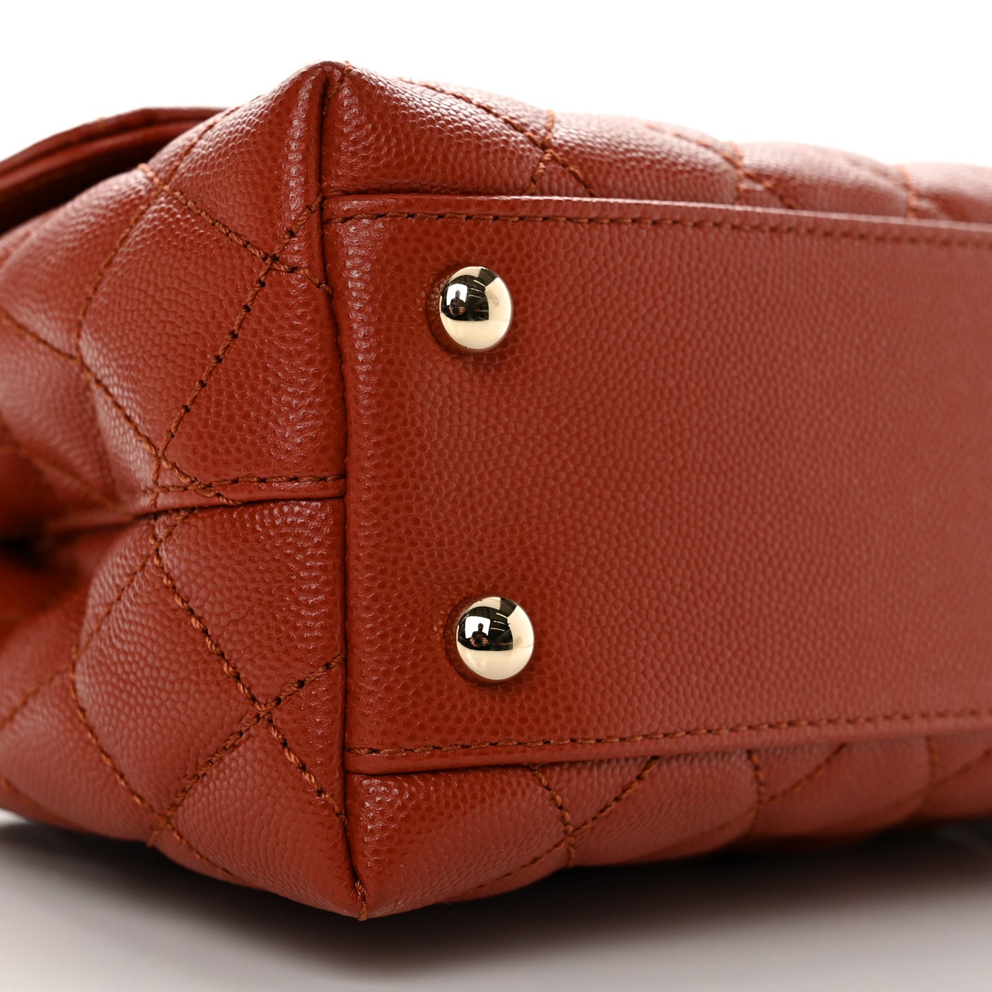 Caviar Quilted Mini Coco Handle Flap Dark Orange