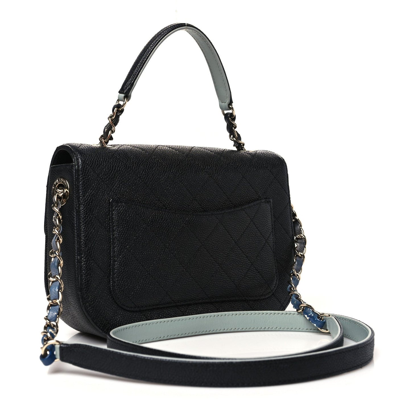 Grained Calfskin Quilted Small Cuba Top Handle Flap Black