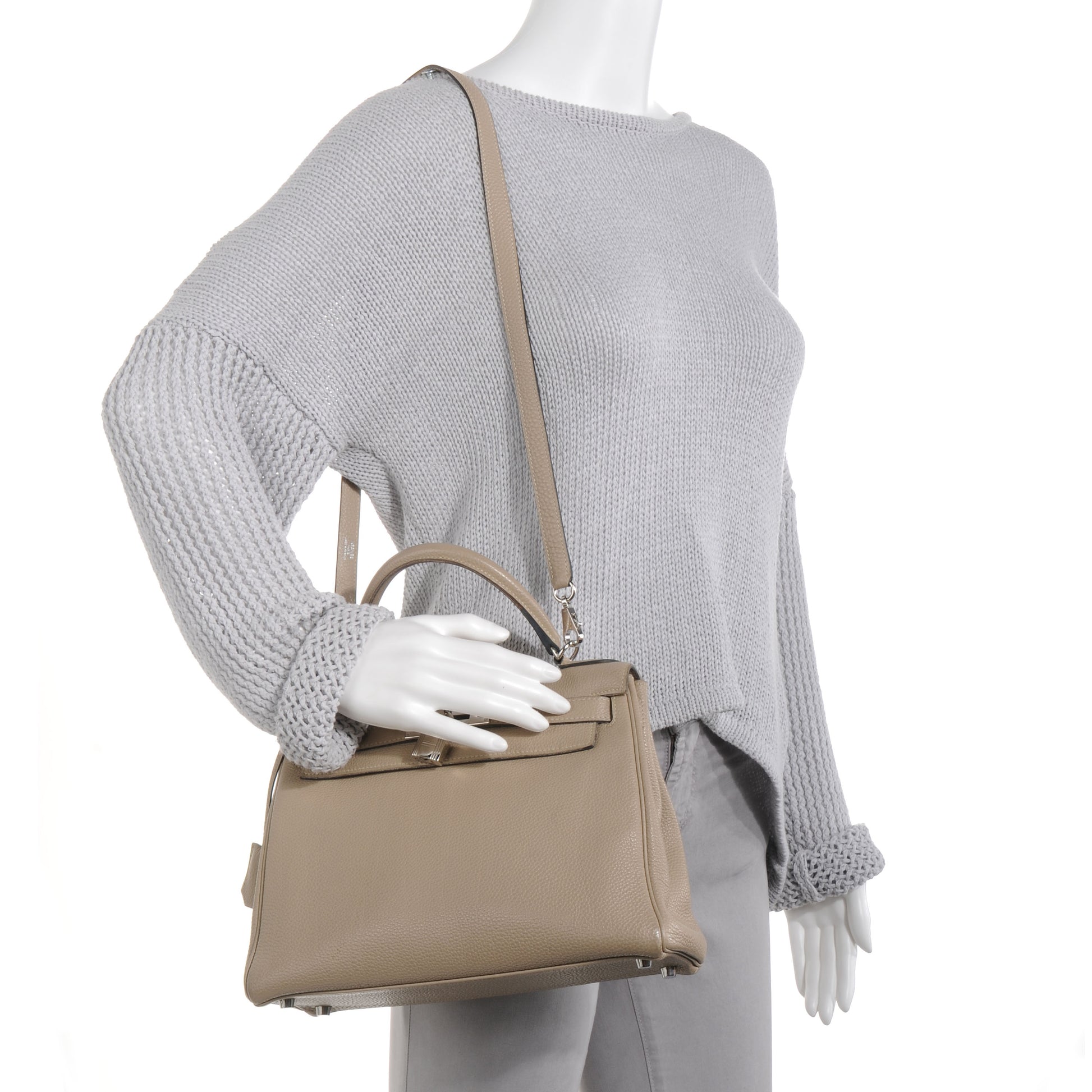 Hermes Taurillon Clemence Kelly Retourne 28 Gris Tourterelle 4 of 10