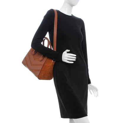 Givenchy Calfskin Suede Small Studded Chevron Antigona Cognac 2 of 8