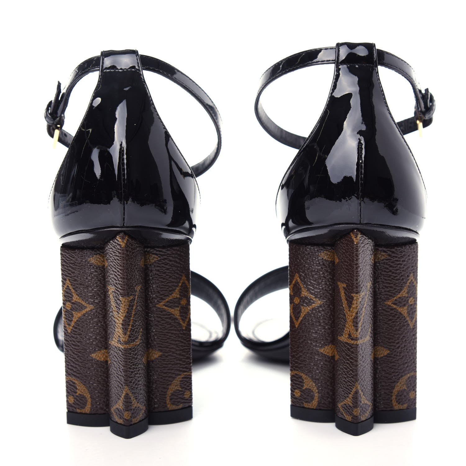 Louis Vuitton Patent Monogram Silhouette Sandals 38.5 Black 7 of 10