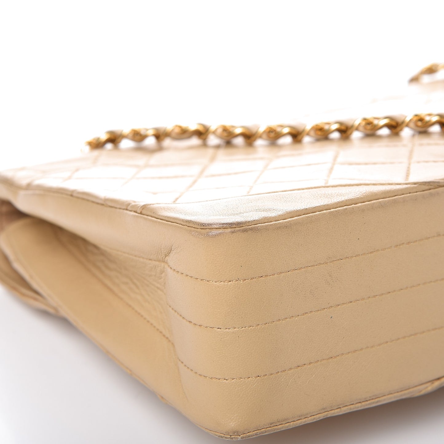 Lambskin Quilted Medium Single Flap Beige