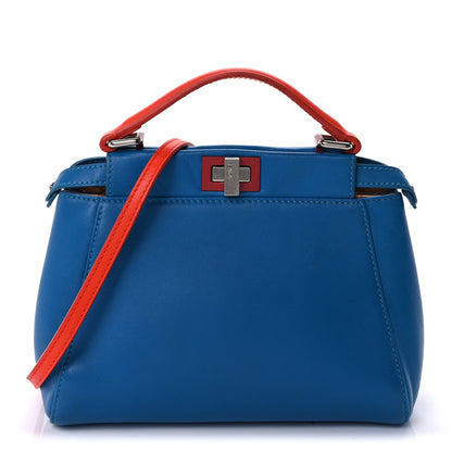 Fendi Nappa Colorblock Mini Peekaboo Iconic Satchel Blue Royal Papavero Cuoio 1 of 8