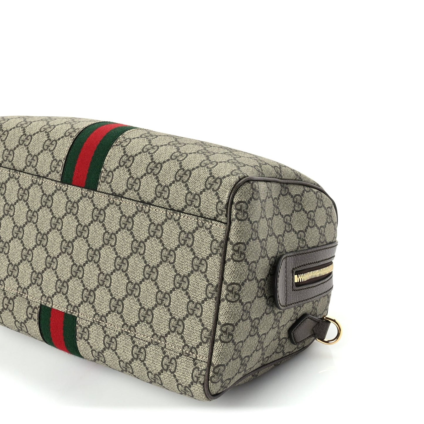 GG Supreme Monogram Web Large Ophidia Boston Bag Beige Ebony Beige Ebony